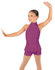 Solid Lycra Halter Collar Biketard w peplum