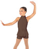 Solid Lycra Halter Collar Biketard w peplum