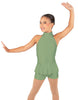 Solid Lycra Halter Collar Biketard w peplum
