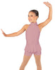 Solid Lycra Halter Collar Biketard w peplum