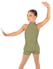 Solid Lycra Halter Collar Biketard w peplum