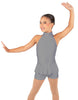 Solid Lycra Halter Collar Biketard w peplum