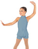 Solid Lycra Halter Collar Biketard w peplum