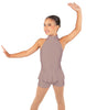 Solid Lycra Halter Collar Biketard w peplum