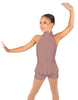 Solid Lycra Halter Collar Biketard w peplum