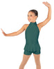 Solid Lycra Halter Collar Biketard w peplum