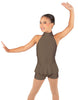 Solid Lycra Halter Collar Biketard w peplum