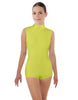Solid Lycra Tneck Sleeveless Open Back Biketard