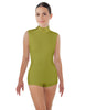 Solid Lycra Tneck Sleeveless Open Back Biketard