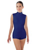 Solid Lycra Tneck Sleeveless Open Back Biketard