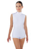 Solid Lycra Tneck Sleeveless Open Back Biketard