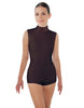 Solid Lycra Tneck Sleeveless Open Back Biketard