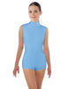 Solid Lycra Tneck Sleeveless Open Back Biketard