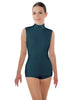 Solid Lycra Tneck Sleeveless Open Back Biketard