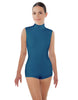 Solid Lycra Tneck Sleeveless Open Back Biketard