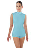 Solid Lycra Tneck Sleeveless Open Back Biketard