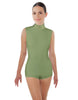 Solid Lycra Tneck Sleeveless Open Back Biketard