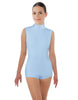 Solid Lycra Tneck Sleeveless Open Back Biketard