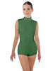 Solid Lycra Tneck Sleeveless Open Back Biketard