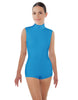 Solid Lycra Tneck Sleeveless Open Back Biketard