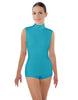Solid Lycra Tneck Sleeveless Open Back Biketard