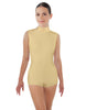 Solid Lycra Tneck Sleeveless Open Back Biketard