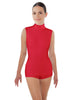 Solid Lycra Tneck Sleeveless Open Back Biketard