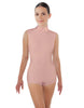 Solid Lycra Tneck Sleeveless Open Back Biketard