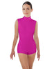 Solid Lycra Tneck Sleeveless Open Back Biketard