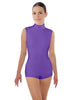 Solid Lycra Tneck Sleeveless Open Back Biketard