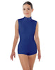Solid Lycra Tneck Sleeveless Open Back Biketard