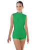 Solid Lycra Tneck Sleeveless Open Back Biketard