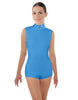 Solid Lycra Tneck Sleeveless Open Back Biketard