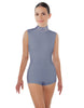 Solid Lycra Tneck Sleeveless Open Back Biketard