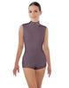 Solid Lycra Tneck Sleeveless Open Back Biketard