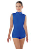 Solid Lycra Tneck Sleeveless Open Back Biketard
