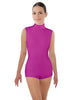 Solid Lycra Tneck Sleeveless Open Back Biketard