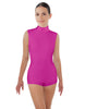 Solid Lycra Tneck Sleeveless Open Back Biketard