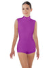 Solid Lycra Tneck Sleeveless Open Back Biketard