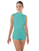 Solid Lycra Tneck Sleeveless Open Back Biketard