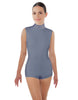 Solid Lycra Tneck Sleeveless Open Back Biketard