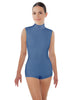 Solid Lycra Tneck Sleeveless Open Back Biketard