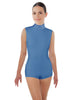 Solid Lycra Tneck Sleeveless Open Back Biketard