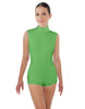 Solid Lycra Tneck Sleeveless Open Back Biketard