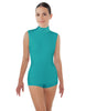 Solid Lycra Tneck Sleeveless Open Back Biketard