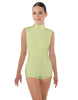 Solid Lycra Tneck Sleeveless Open Back Biketard