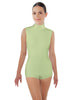 Solid Lycra Tneck Sleeveless Open Back Biketard