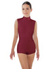 Solid Lycra Tneck Sleeveless Open Back Biketard