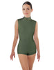 Solid Lycra Tneck Sleeveless Open Back Biketard