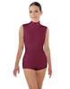 Solid Lycra Tneck Sleeveless Open Back Biketard